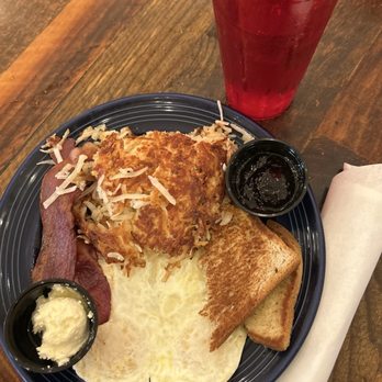 The Rusty Bike Cafe - #1 the Trike- gluten free and celiac safe- clean griddle used and gluten free bread, hash browns and bacon - Cafes Near Me - Clayton, Georgia The Rusty Bike Cafe - #1 the Trike- gluten free and celiac safe- clean griddle used and gluten free bread, hash browns and bacon - Cafes Near Me - Clayton, Georgia
