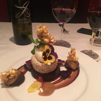 Odeum - [Morgan Hill] - Stale popcorn, non-creamy cheesecake, regular ol brownie, and a flower on top. - Mediterranean Near Me - Morgan Hill, California