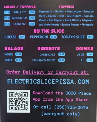 Menu photo 2 Electric Slice Pizza Owens Cross Roads, AL Menu photo 2 Electric Slice Pizza Owens Cross Roads, AL