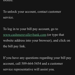 Cashmere Valley Bank - Don't expect customer service when you call customer seevice