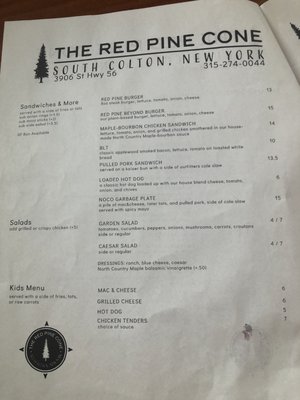 Menu photo 2 The Red Pine Cone South Colton, NY Menu photo 2 The Red Pine Cone South Colton, NY