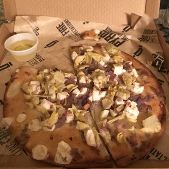 PYRO'S Fire Fresh Pizza - Gf crust, olive oil, vegan cheese, roasted onions, and artichoke hearts. - Salad Near Me - Olive Branch, Mississippi