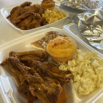 Soul 2 Soul Cafe - Fried Chicken with sides: Mac n cheese, corn, cornbread Fried Ribs with sides: rice with gravy, potato salad, cornbread. - Southern Near Me - Galveston, Texas Soul 2 Soul Cafe - Fried Chicken with sides: Mac n cheese, corn, cornbread Fried Ribs with sides: rice with gravy, potato salad, cornbread. - Southern Near Me - Galveston, Texas