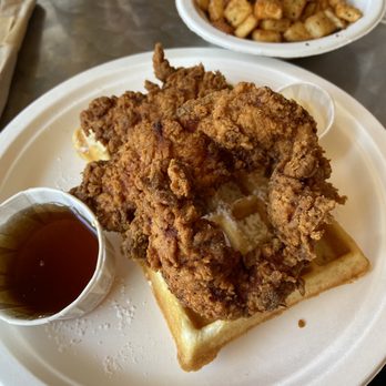 At The Corner - Chicken and waffles, side of home fries. - Salad Near Me - Little Rock, Arkansas