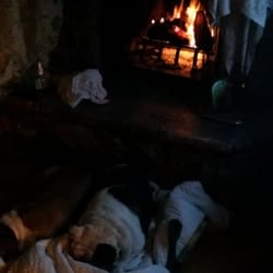 Arrowhead Ranch - In front of our cottage fireplace.. .. Oh wait we never checked in so this must be make believe