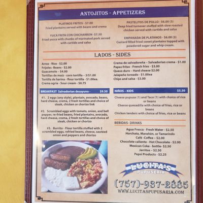 Menu photo 5 Lucita’s Pupuseria Chesapeake, VA
