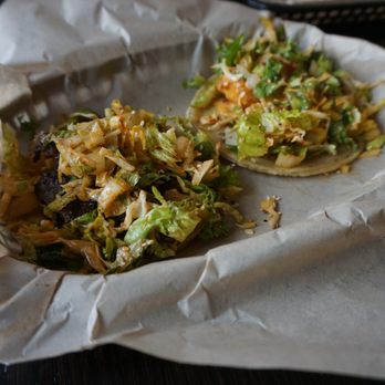 Del Seoul - Sesame Chili Shrimp Taco ($2.99) + Kalbi Taco ($2.99) - Korean Near Me - Chicago, Illinois Del Seoul - Sesame Chili Shrimp Taco ($2.99) + Kalbi Taco ($2.99) - Korean Near Me - Chicago, Illinois