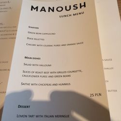 Restauracja Manoush - Lunch menu