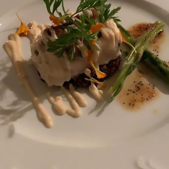 Joel Palmer House - Sturgeon over quinoa with asparagus - Modern European Near Me - Dayton, Oregon Joel Palmer House - Sturgeon over quinoa with asparagus - Modern European Near Me - Dayton, Oregon