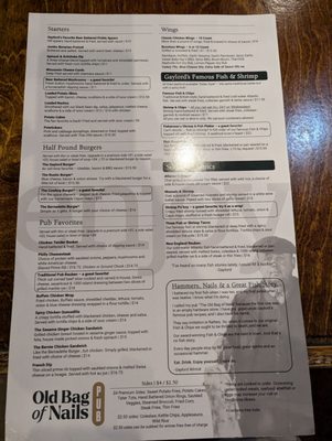 Menu photo 1 The Old Bag of Nails Pub Delaware, OH Menu photo 1 The Old Bag of Nails Pub Delaware, OH