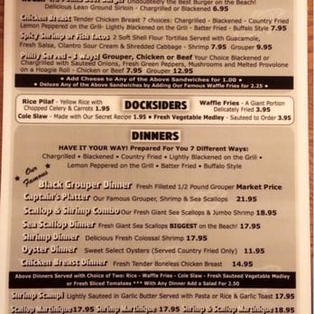 Dockside Dave's Grill - Page 2, back of menu - Seafood Near Me - St. Pete Beach, Florida Dockside Dave's Grill - Page 2, back of menu - Seafood Near Me - St. Pete Beach, Florida