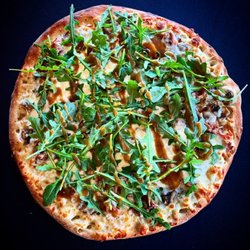 Yonx Pizza Bar & - Balsamic on Bleeker St. House-made garlic sauce, mushrooms, parmesan, mozzarella, fresh Arugula & balsamic emulsification drizzle