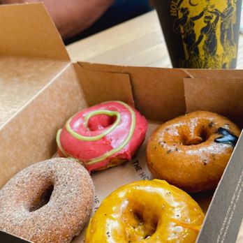 Holey Grail Donuts - Tasting box $15 -- & ube matcha latte - Donuts Near Me - Honolulu, Hawaii Holey Grail Donuts - Tasting box $15 -- & ube matcha latte - Donuts Near Me - Honolulu, Hawaii