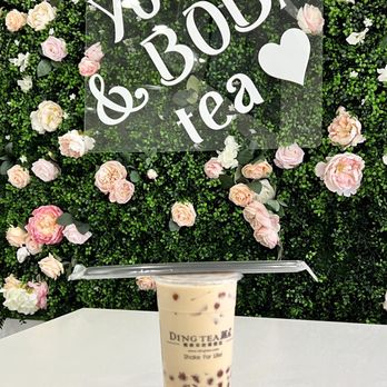 Ding Tea Foothill Ranch - Signature Milk Tea with boba and coconut jelly. - Coffee & Tea Near Me - Foothill Ranch, California