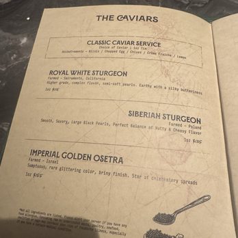 Caspian's Rock & Roe - Menu - Speakeasies Near Me - Las Vegas, Nevada