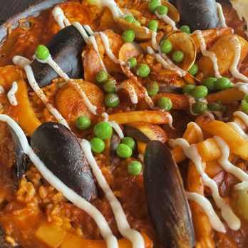 Evangeline Cuisine - Seafood paella -- it even has scallops! - Seafood Near Me - Half Moon Bay, California