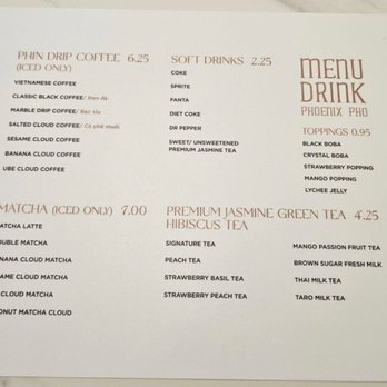 Phoenix Pho - Menu - Coffee & Tea Near Me - Fort Worth, Texas Phoenix Pho - Menu - Coffee & Tea Near Me - Fort Worth, Texas