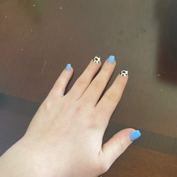 Happy Nails - Full set acrylics with gel polish, coffin shaped, and an adorable cow print pattern executed perfectly! - Nail Salons Near Me - Fairlawn, Virginia Happy Nails - Full set acrylics with gel polish, coffin shaped, and an adorable cow print pattern executed perfectly! - Nail Salons Near Me - Fairlawn, Virginia