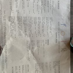 folk - Sunday menu