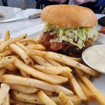 Marlowe - Marlowe Burger (a la carte @$16.00)+ fries ($8.00) with a horse radish sauce - Diners Near Me - San Francisco, California Marlowe - Marlowe Burger (a la carte @$16.00)+ fries ($8.00) with a horse radish sauce - Diners Near Me - San Francisco, California
