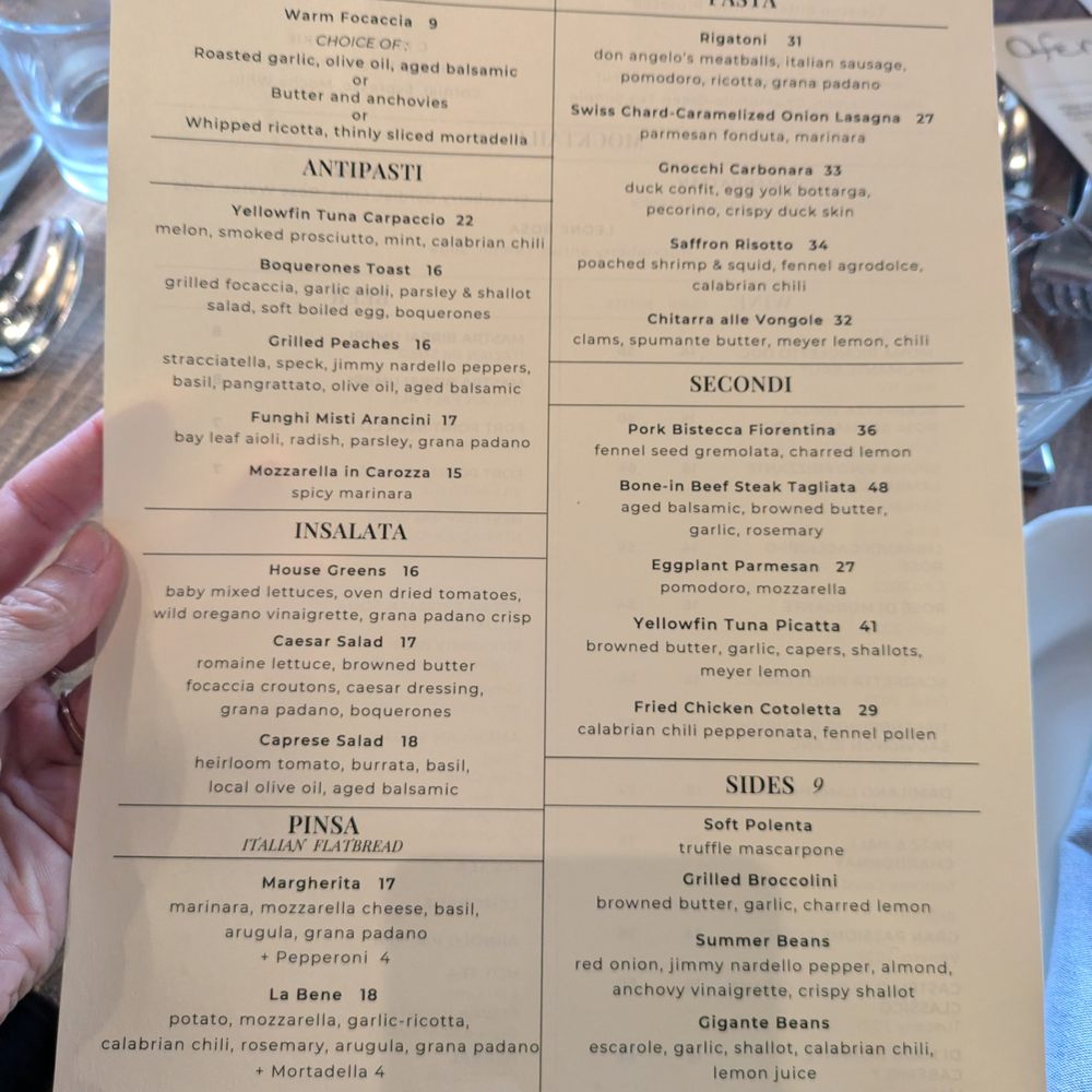Ofena - Dinner menu. Fri 2024-09-06 - Italian Near Me - San Francisco, California