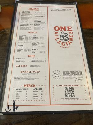 Menu photo 2 One Allegiance Brewing Chicago Ridge, IL Menu photo 2 One Allegiance Brewing Chicago Ridge, IL