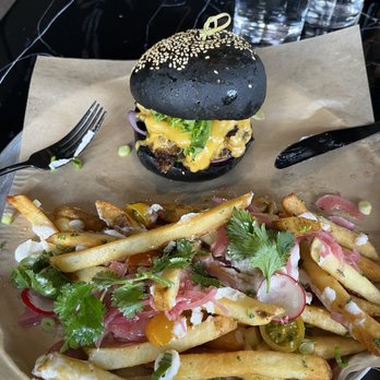 BLAKE Brewhouse & Distillery - Burger and street fries. - Asian Fusion Near Me - Canmore, Alberta BLAKE Brewhouse & Distillery - Burger and street fries. - Asian Fusion Near Me - Canmore, Alberta