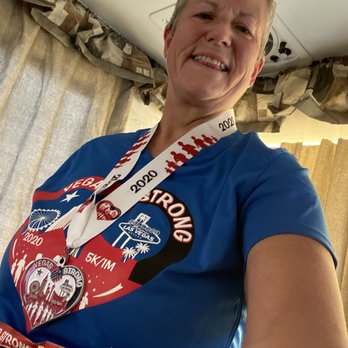 Happy Endurance and Running Optimization - Me after completing the Las Vegas strong 5K with a new best time. Under Megan's training I have also completed my first marathon. Thank you! - Trainers Near Me Happy Endurance and Running Optimization - Me after completing the Las Vegas strong 5K with a new best time. Under Megan's training I have also completed my first marathon. Thank you! - Trainers Near Me