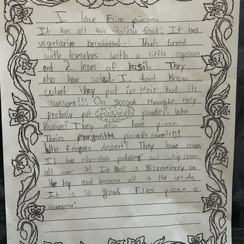 Elio Pizza On Fire - Review on Elio's Pizza written by my 8 yr old. - Pizza Near Me - Addison, Illinois Elio Pizza On Fire - Review on Elio's Pizza written by my 8 yr old. - Pizza Near Me - Addison, Illinois