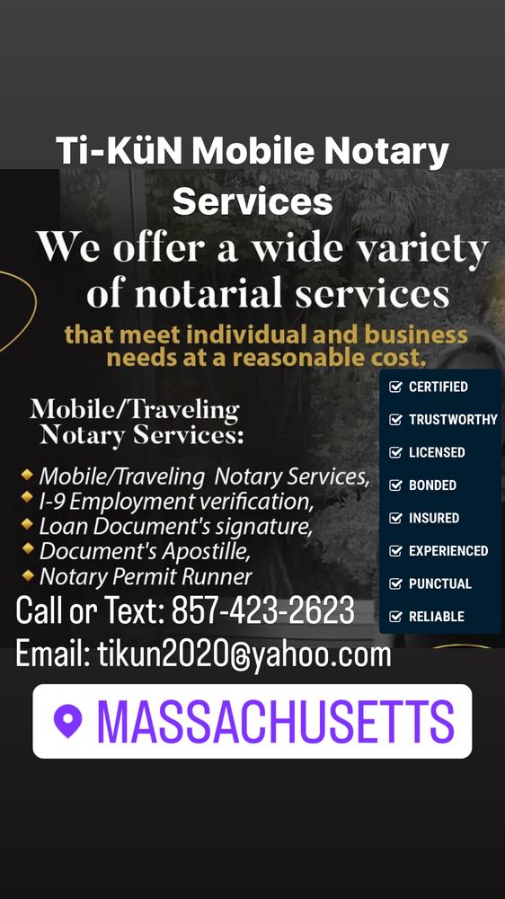 TIKÜN MOBILE NOTARY SERVICE 34 Photos Boston, Massachusetts
