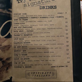 Ava - Drink menu - Italian Near Me - Tampa, Florida