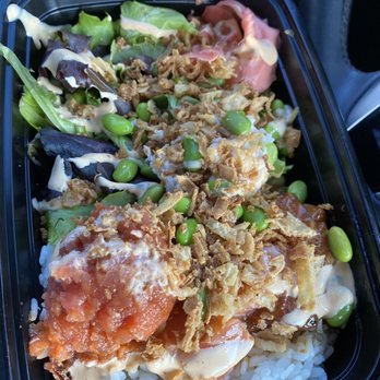 PokiTomik - Poke bowl w/ three proteins(sweet salmon, reg. salmon, spicy tuna) - Poke Near Me - Glendale, California