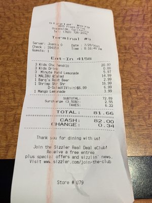 Menu photo 2 Sizzler Oceanside, CA