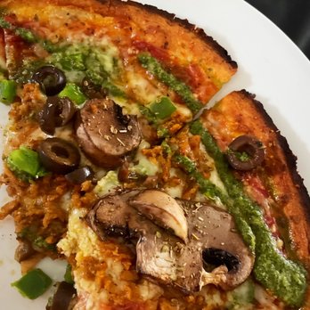 MOD Pizza - Create Your Own: Cauliflower crust, mushroom, green pepper, pesto, pizza sauce & plant based Italian sausage - Pizza Near Me - Charlotte, North Carolina