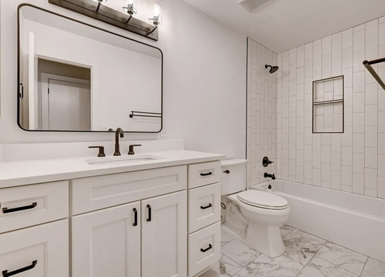 Bathroom Remodel - This remodel was a gut of both bathrooms to make elegant and stylish again. Had fun designing and sourcing all material for the project. Everyone was thrilled with the results and took 2 weeks to complete. Bathroom Remodel - This remodel was a gut of both bathrooms to make elegant and stylish again. Had fun designing and sourcing all material for the project. Everyone was thrilled with the results and took 2 weeks to complete.