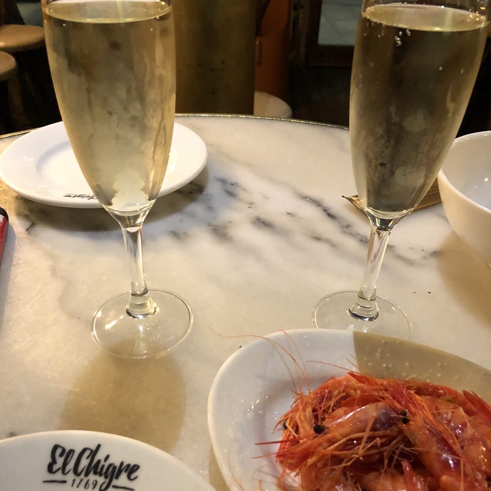 Cava and Prawns