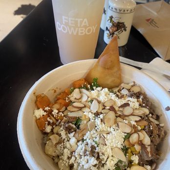 Feta Cowboy - Bowl (built my own, includes brisket, barbecue sauce and corn). - Mediterranean Near Me - Tempe, Arizona
