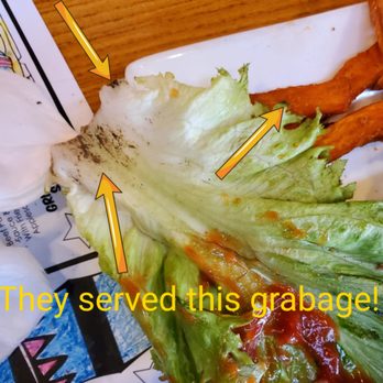 Bob's Burgers & Brew - You can see the dirt/mildew or mold on the edges and at the base of the lettuce. - Burgers Near Me - Blaine, Washington Bob's Burgers & Brew - You can see the dirt/mildew or mold on the edges and at the base of the lettuce. - Burgers Near Me - Blaine, Washington