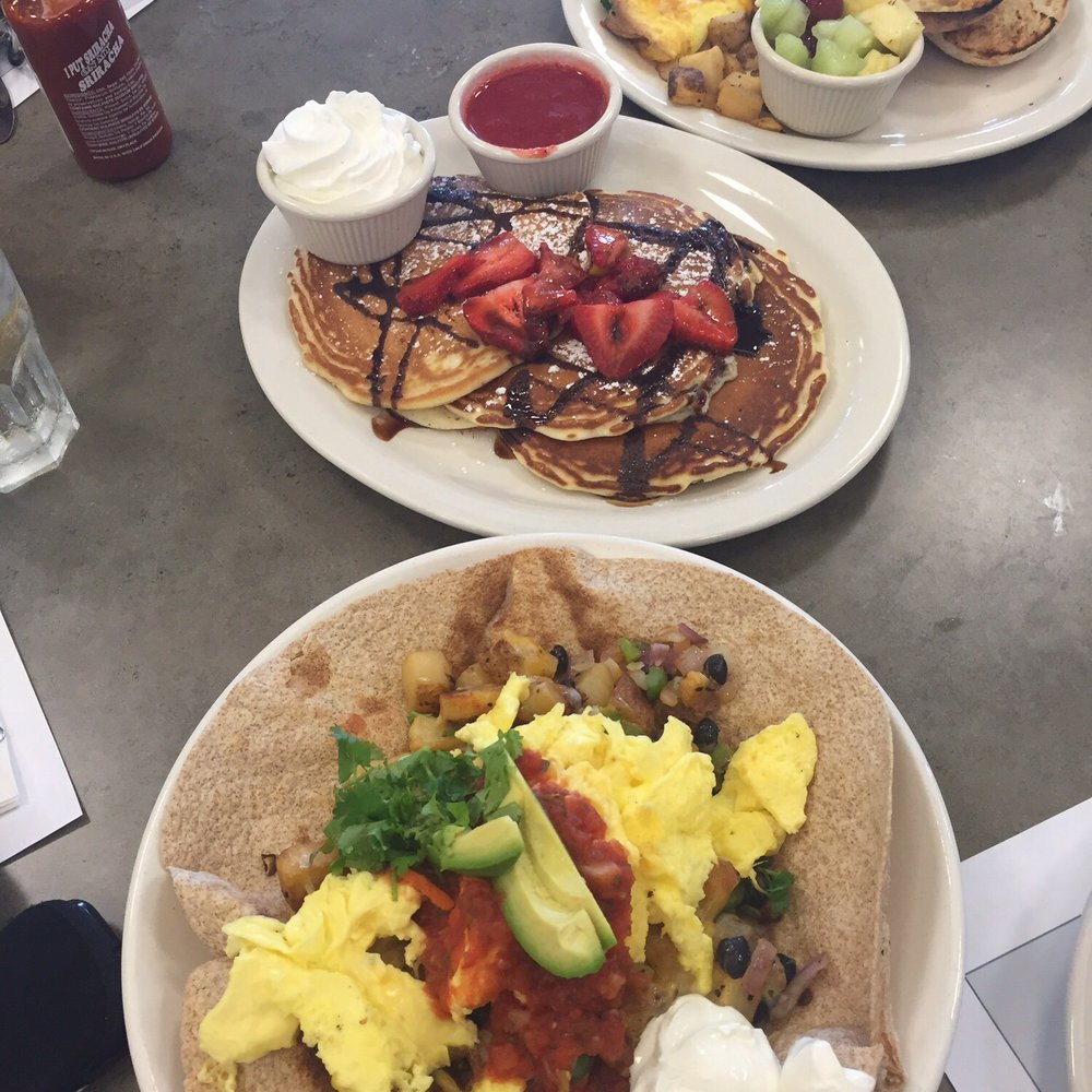 Turning Point - Top to bottom: Veggie omelette, Berry Chocolaty pancakes, Huevos Rancheros omelette. All amazing - Breakfast & Brunch Near Me - Manalapan, New Jersey