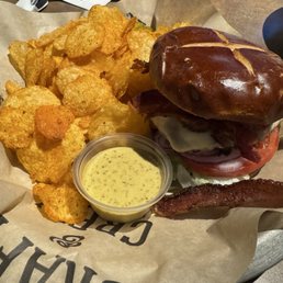 Northeast burger with chips