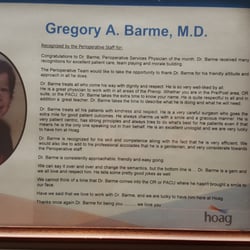Greg Barme, MD - Physician of the month at hoag. Congratulations doc.