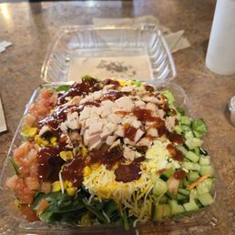 Turkey and Bacon salad with BBQ sauce