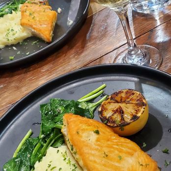 The Creek Eatery - Salmon entree we shared - Wine Bars Near Me - San Jose, California The Creek Eatery - Salmon entree we shared - Wine Bars Near Me - San Jose, California