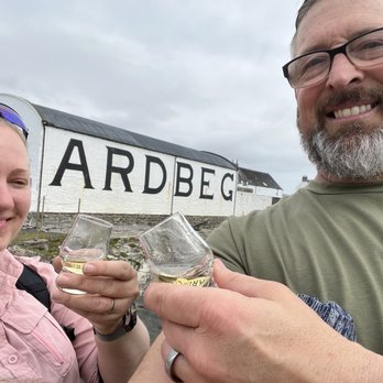 Ardbeg Distillery - Cheers in front of the iconic distillery - Beer, Wine & Spirits Near Me - Islay, AGB Ardbeg Distillery - Cheers in front of the iconic distillery - Beer, Wine & Spirits Near Me - Islay, AGB