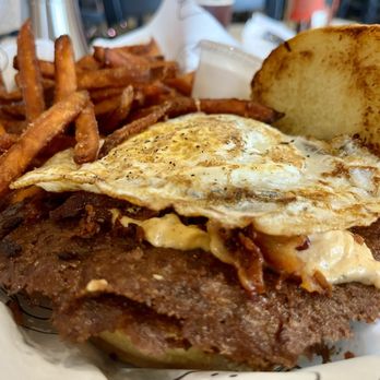 Biebs & Ash - Mornin Smash  look at those flat patties layers. Yum! - Burgers Near Me - Mishawaka, Indiana