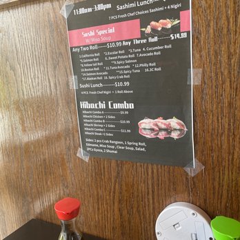 Sushi Kingdom - Menu scotch-taped up at the table - Sushi Bars Near Me - High Point, North Carolina Sushi Kingdom - Menu scotch-taped up at the table - Sushi Bars Near Me - High Point, North Carolina