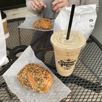 Summer Moon Coffee - Multigrain Crossaint (comes filled with cream cheese), 20oz Cold Brew with Moon Milk - Coffee & Tea Near Me - Austin, Texas Summer Moon Coffee - Multigrain Crossaint (comes filled with cream cheese), 20oz Cold Brew with Moon Milk - Coffee & Tea Near Me - Austin, Texas
