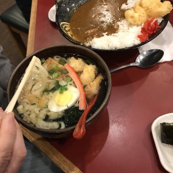 Ajishin - Ajishin udon with curry rice in the background - Sushi Bars Near Me - Novi, Michigan