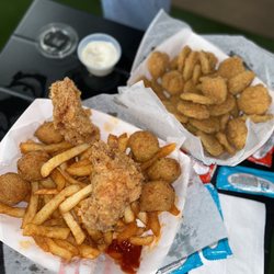 Chicken tenders + Cajun fries & fried pickles *extra crispy*