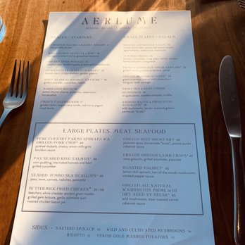 Aerlume - Menu - New American Near Me - Seattle, Washington
